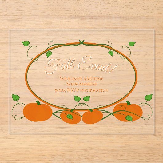 Vins citrouilles Acrylique Invitation (Recto)