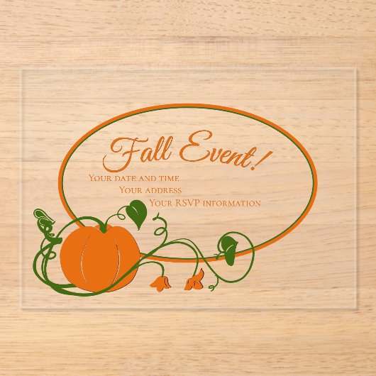 Vins citrouilles Acrylique Invitation (Recto)