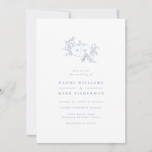 Vins citrouilles Faire-part de mariage Monogramme (Devant)