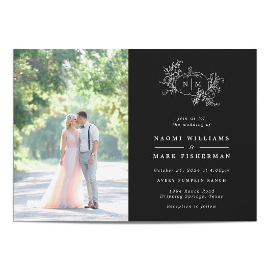 Vins citrouilles Faire-part de mariage Monogramme