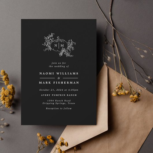 Vins citrouilles Faire-part de mariage Monogramme