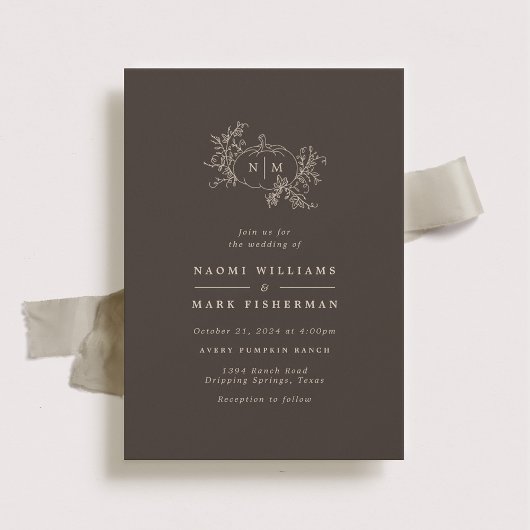 Vins citrouilles Faire-part de mariage Monogramme