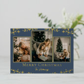 Vins complexes 3 Photo Gold Foil Carte de vacances (Debout devant)