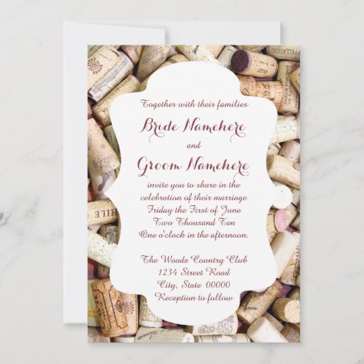 Vins Corks Invitations de mariage (Devant)