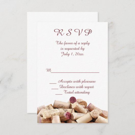 Vins Corks Mariage RSVP (Devant / Derrière)