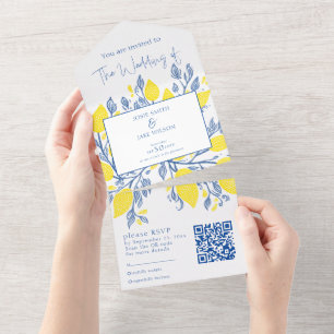 Vins de citron jaune faire-part de mariage et RSVP