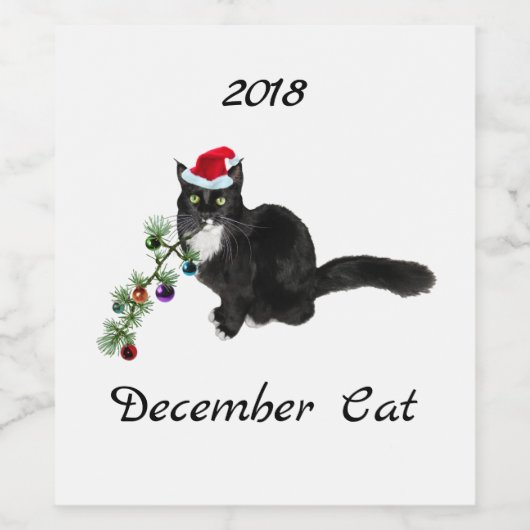 Vins de Noël Chat Étiquettes (Étiquettes simples)