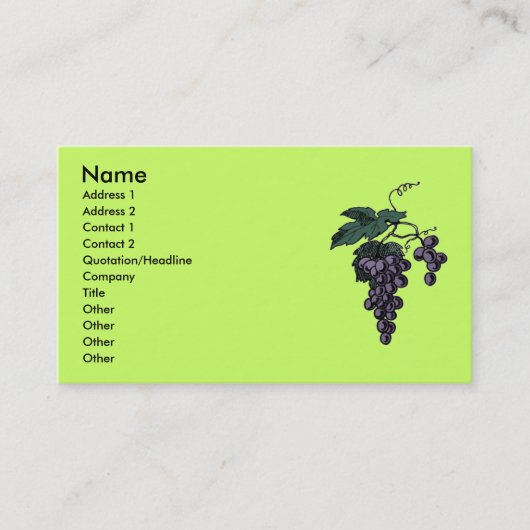 Vins de raisin Carte de visite (Devant)