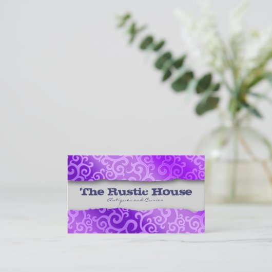 Vins de Swirl Violet Motif Carte de visite (Debout devant)