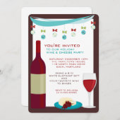 Vins de vacances et fromage fêtes Invitations (Devant / Derrière)
