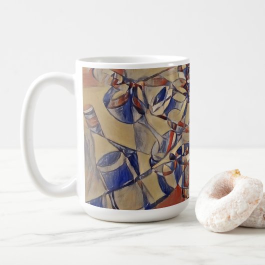 Vins et bouteilles de vin art Café Mug (Avec donut)