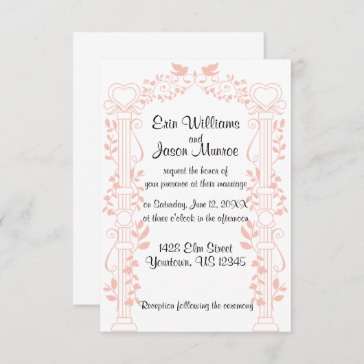 Vins et colonnes Faire-part de mariage (Devant / Derrière)