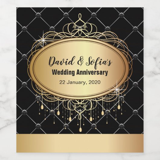 VINS ÉTIQUETTE - or, noir, élégant, mariage (Étiquettes simples)