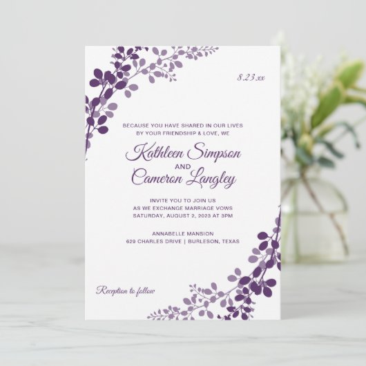 Vins exquis Faire-part de mariage - Plum / Violet (Debout devant)