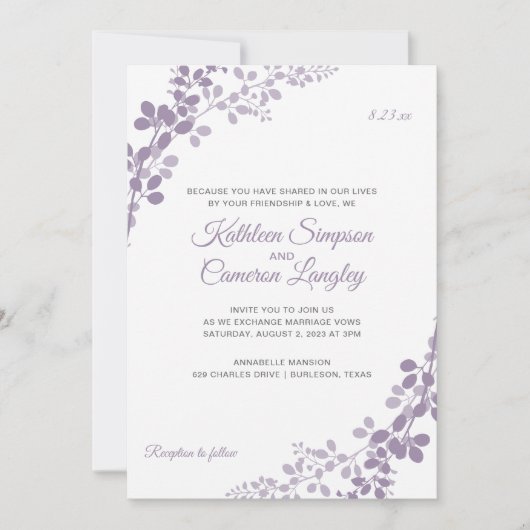 Vins exquis Faire-part de mariage | Violet clair (Devant)