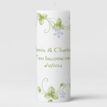 Vins floraux bleus et verts Mariage personnalisé