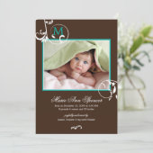 Vins floraux Monogramme Faire-part de naissance ph (Debout devant)