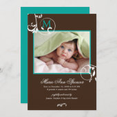 Vins floraux Monogramme Faire-part de naissance ph (Devant / Derrière)