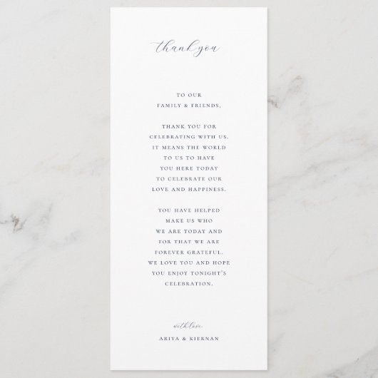 Vins intemporels Mariage Crest Menu et Merci (Dos)