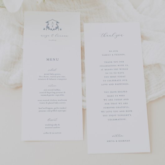 Vins intemporels Mariage Crest Menu et Merci