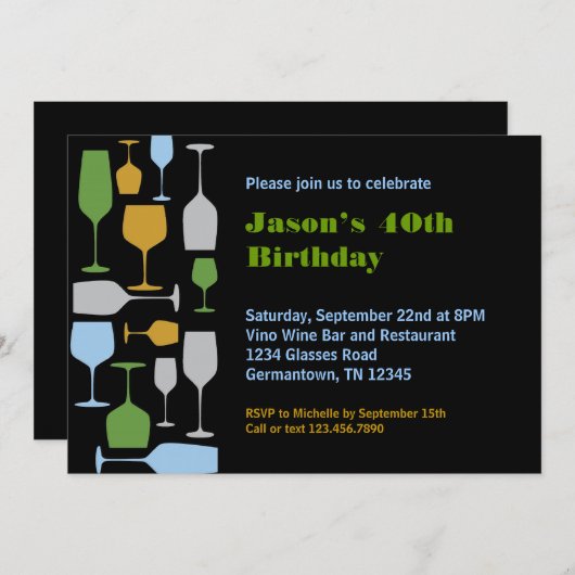 Vins Invitation à la fête d'anniversaire (Devant / Derrière)