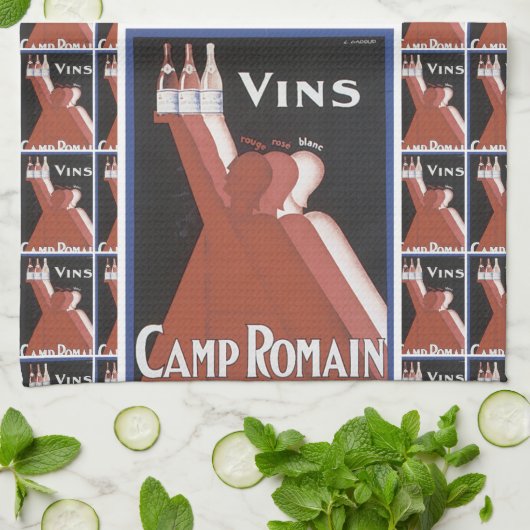 "Vins"  poster en "Camp Romain" Theedoek (Gevouwen)