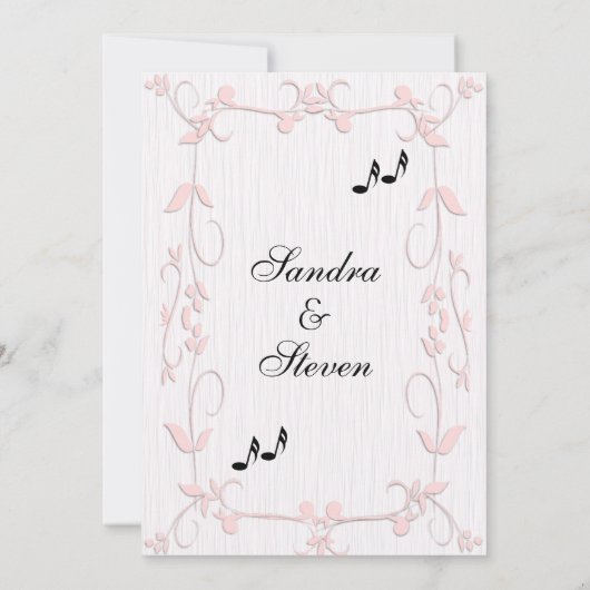 Vins roses et notes musicales Faire-part de mariag (Dos)