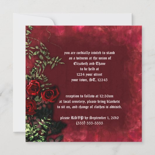 Vins roses Invitation gothique Mariage (Devant)