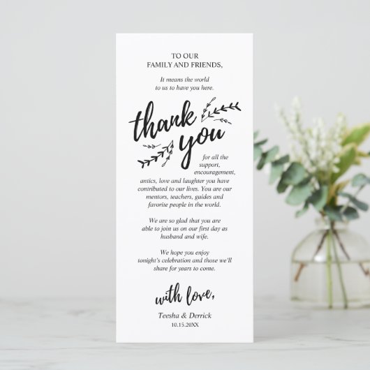 Vins Rustiques, Dîner Lieu Cadre Carte de remercie (Debout devant)