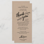 Vins Rustiques Kraft, Carte de remerciements de ré (Devant / Derrière)
