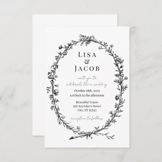 Vins traditionnels Faire-part de mariage formel (Devant / Derrière)