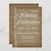 Vins Vintages Invitations de Mariages campagnards (Devant / Derrière)