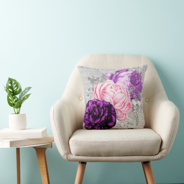 Vintag fleurs Jeter oreiller (Chaise)