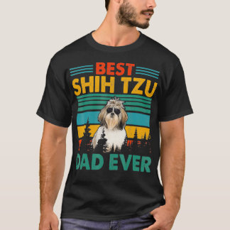 Vintag Retro Beste Shih Tzu Papa Gelukkige Vaders T-shirt