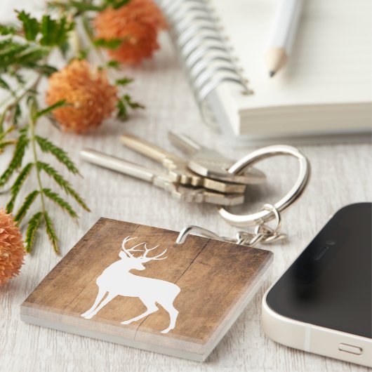 Vintaga Beauty Wood & Deer Sleutelhanger (Voorkant Rechts)