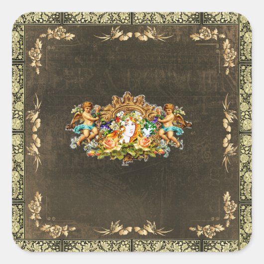 Vintage 114 vierkante sticker (Voorkant)