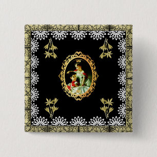 Vintage 115 vierkante button 5,1 cm