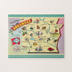 Vintage 11x14 Arkansas staatskaart Legpuzzel
