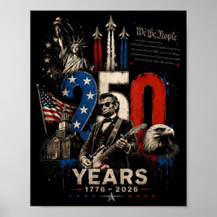 Vintage 16e president Abe Lincoln gitaar spelend Poster