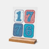 Vintage 1776 Patriottische Patchwork Acryl Bord (Hoek)