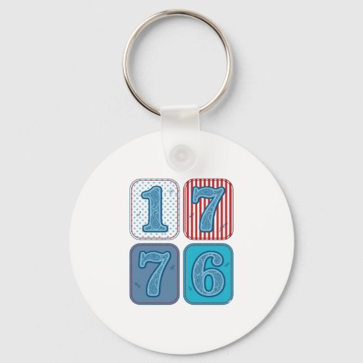 Vintage 1776 Patriottische Patchwork Sleutelhanger (Voorkant)