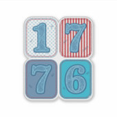 Vintage 1776 Patriottische Patchwork Sticker (Voorkant)