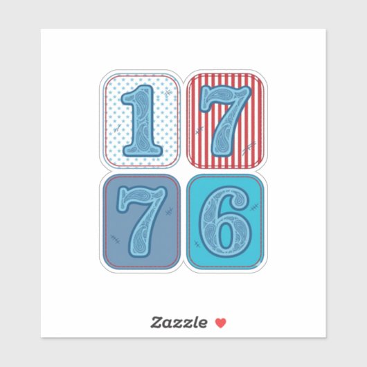 Vintage 1776 Patriottische Patchwork Sticker (Vel)