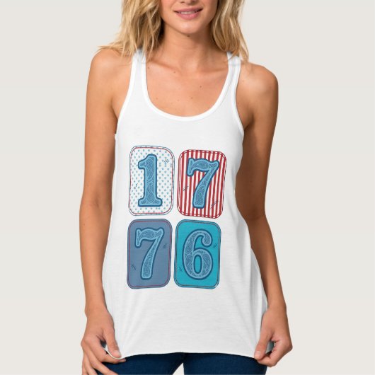 Vintage 1776 Patriottische Patchwork Tanktop (Voorkant)