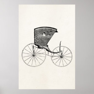 Vintage 1800 Antiek carriage Buggy Cart Coach Poster