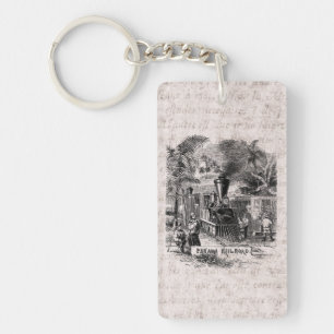 Vintage 1800 Panama Canal Railroad Train Sjabloon Sleutelhanger