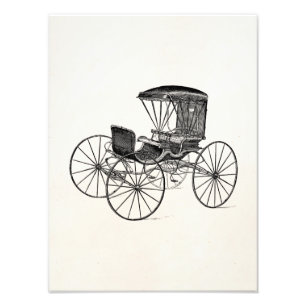 Vintage 1800s Carriage Horse-Drawn Antiek Buggy Foto Afdruk