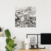 Vintage 1800s Dinosaur Illustration - Dinosaurs Poster (Thuiskantoor)
