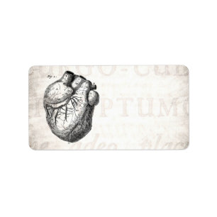 Vintage 1800s Hartretro hartanatomie harten Etiket