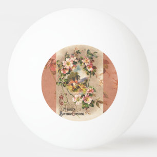 Vintage 1800s Victoriaanse verjaardags bloemrijke Pingpongballen